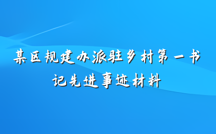 某区规建办派驻乡村第一书记先进事迹材料