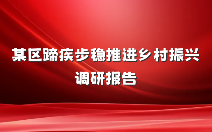 某区蹄疾步稳推进乡村振兴调研报告