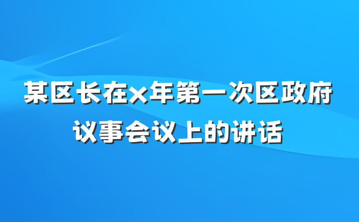 某区长在x年第一次区政府议事会议上的讲话