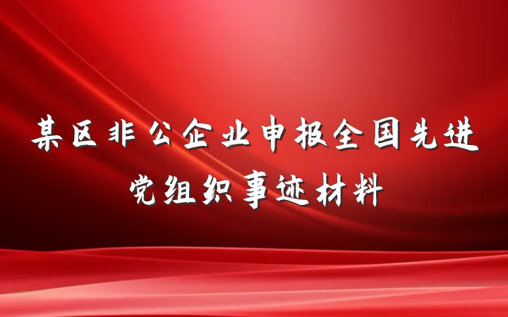 某区非公企业申报全国先进党组织事迹材料