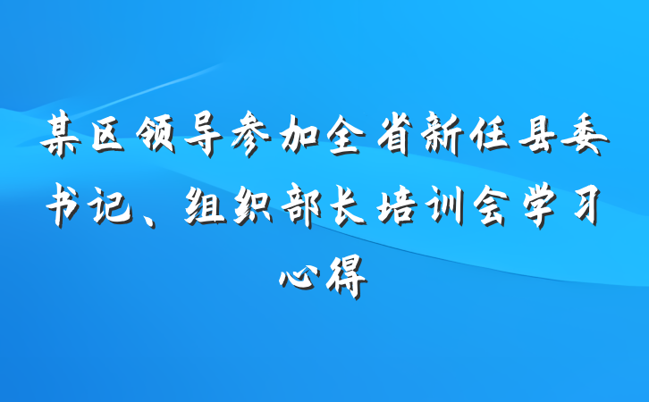 某区领导参加全省新任县委书记、组织部长培训会学习心得