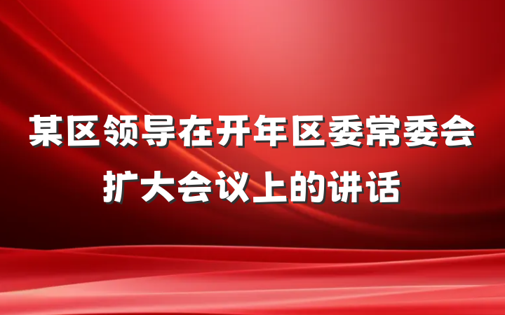 某区领导在开年区委常委会扩大会议上的讲话