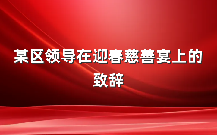 某区领导在迎春慈善宴上的致辞