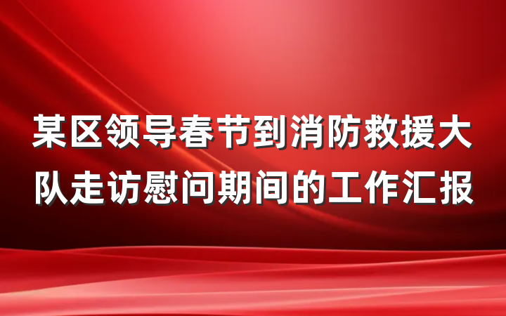 某区领导春节到消防救援大队走访慰问期间的工作汇报