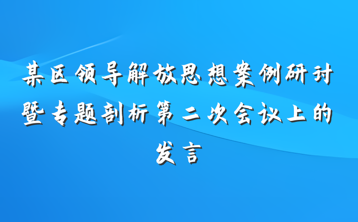 某区领导解放思想案例研讨暨专题剖析第二次会议上的发言