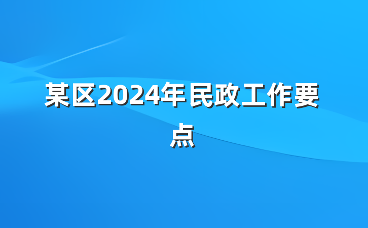 某区2024年民政工作要点