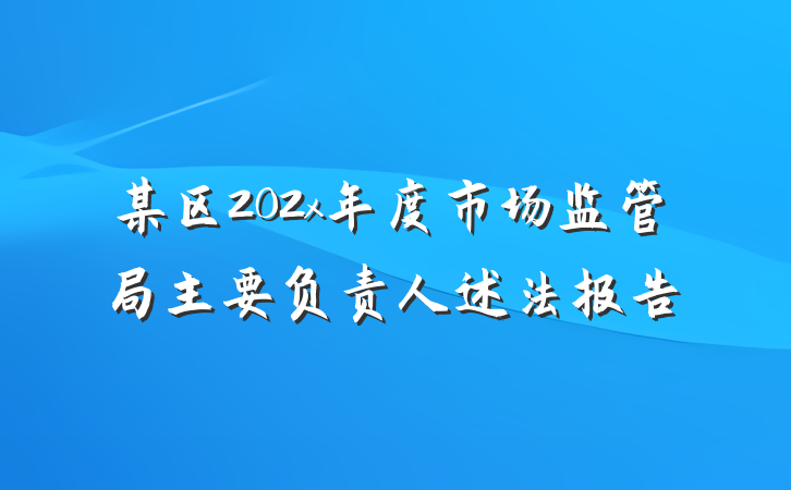 某区202x年度市场监管局主要负责人述法报告