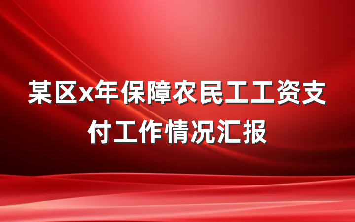 某区x年保障农民工工资支付工作情况汇报