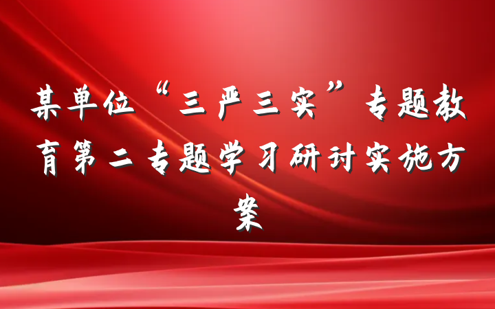 某单位“三严三实”专题教育第二专题学习研讨实施方案