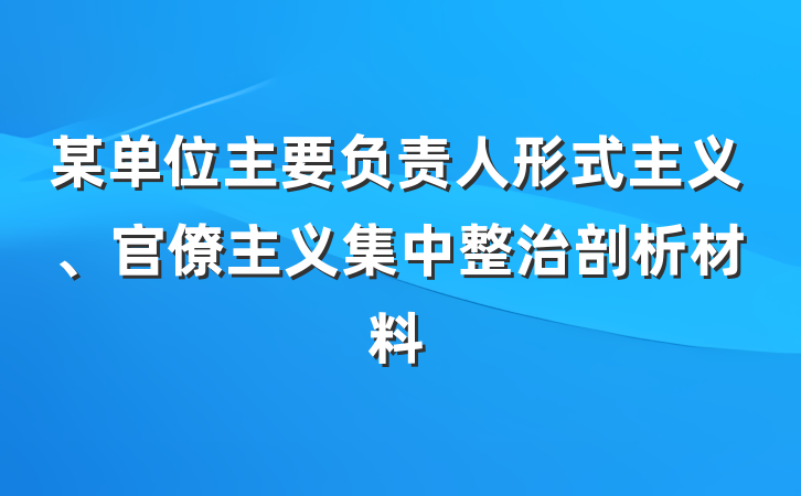 某单位主要负责人形式主义、官僚主义集中整治剖析材料