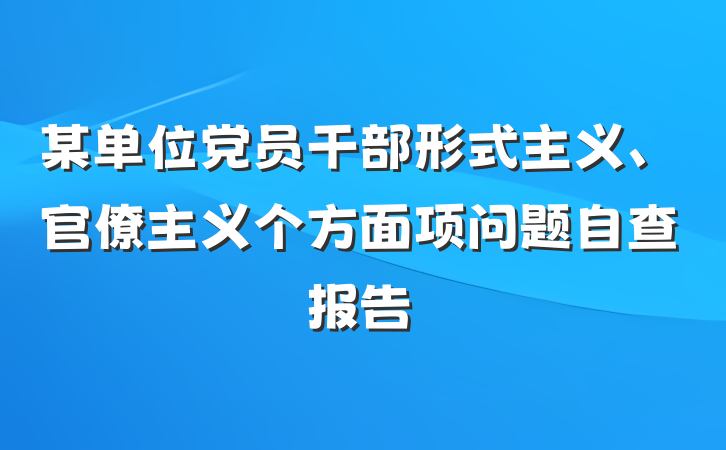 某单位党员干部形式主义、官僚主义个方面项问题自查报告