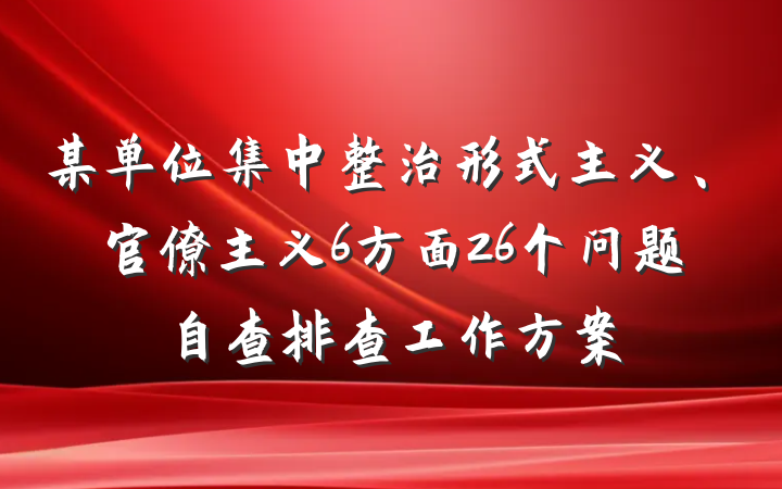 某单位集中整治形式主义、官僚主义6方面26个问题自查排查工作方案