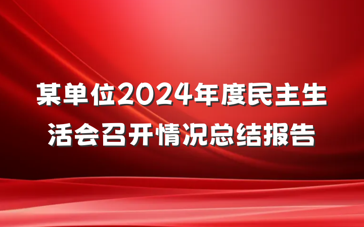 某单位2024年度民主生活会召开情况总结报告