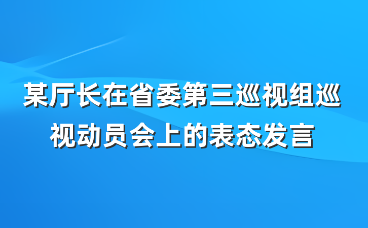 某厅长在省委第三巡视组巡视动员会上的表态发言