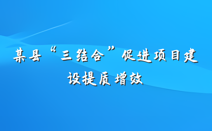 某县“三结合”促进项目建设提质增效