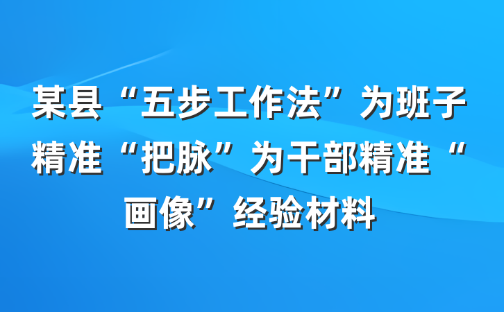 某县“五步工作法”为班子精准“把脉”为干部精准“画像”经验材料