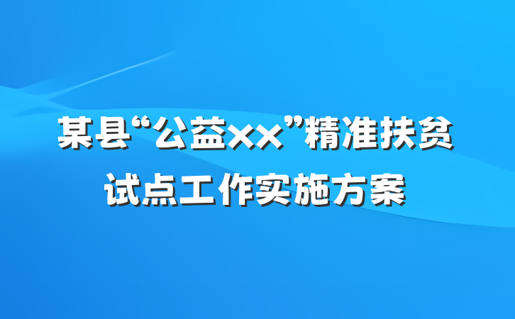 某县“公益xx”精准扶贫试点工作实施方案