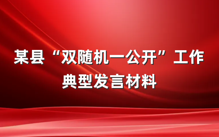 某县“双随机一公开”工作典型发言材料