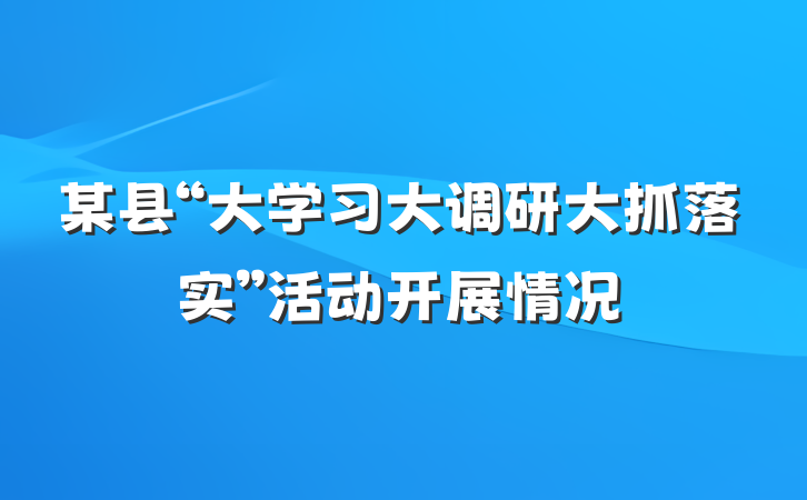 某县“大学习大调研大抓落实”活动开展情况