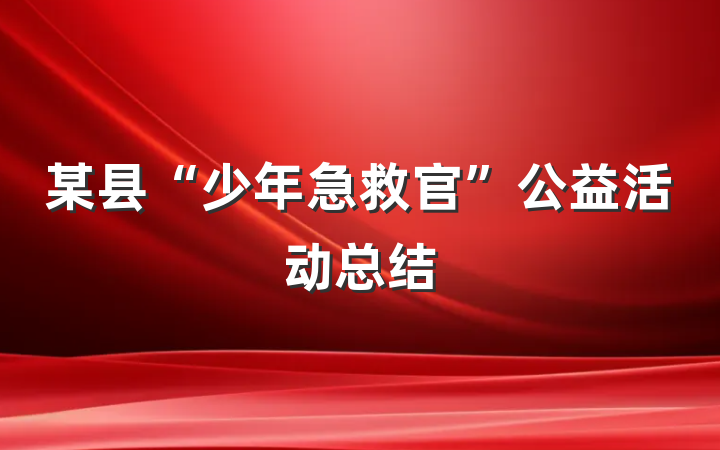 某县“少年急救官”公益活动总结