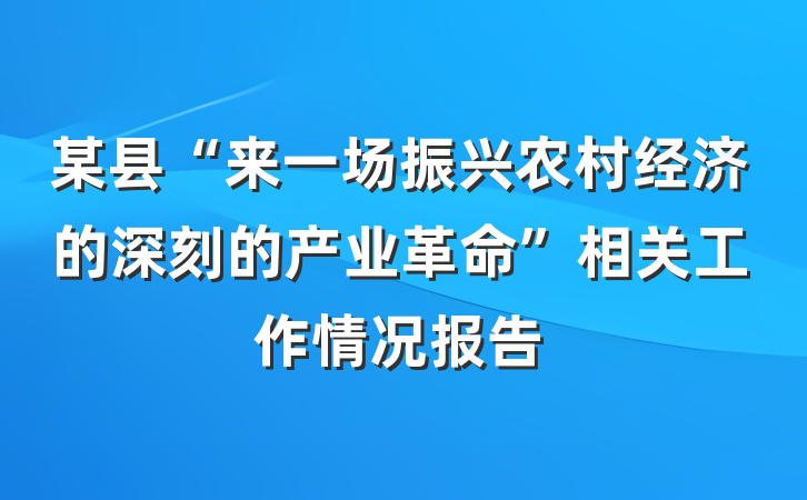 某县“来一场振兴农村经济的深刻的产业革命”相关工作情况报告