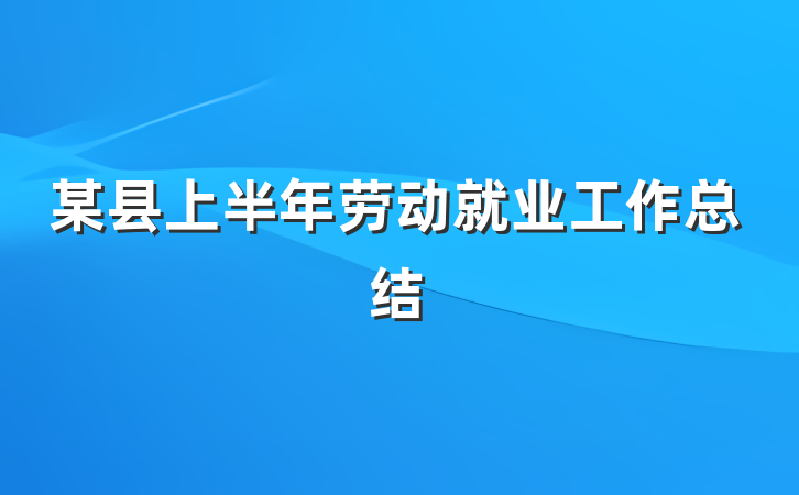 某县上半年劳动就业工作总结