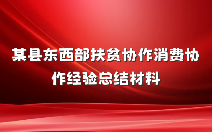 某县东西部扶贫协作消费协作经验总结材料