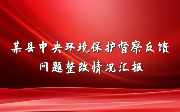 某县中央环境保护督察反馈问题整改情况汇报