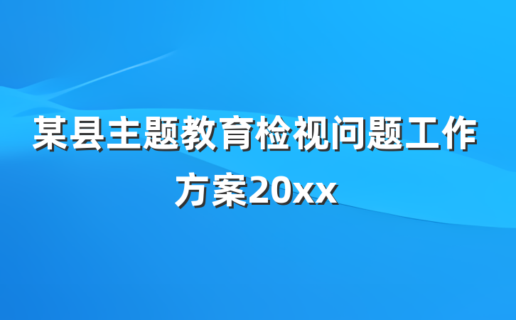 某县主题教育检视问题工作方案20xx