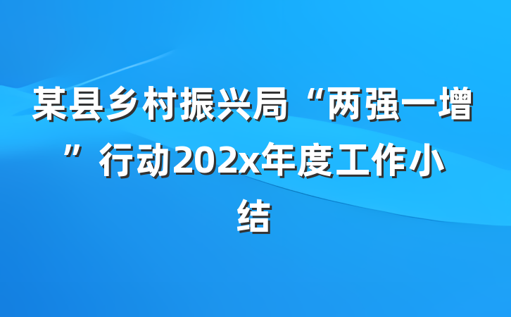 某县乡村振兴局“两强一增”行动202x年度工作小结