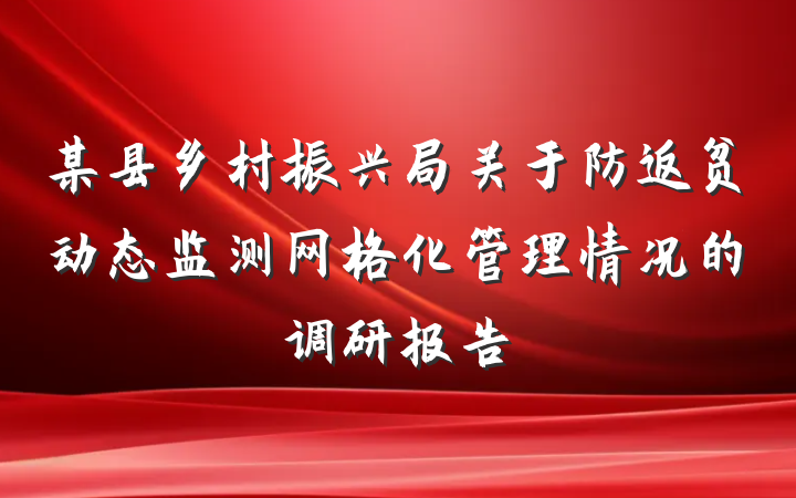 某县乡村振兴局关于防返贫动态监测网格化管理情况的调研报告
