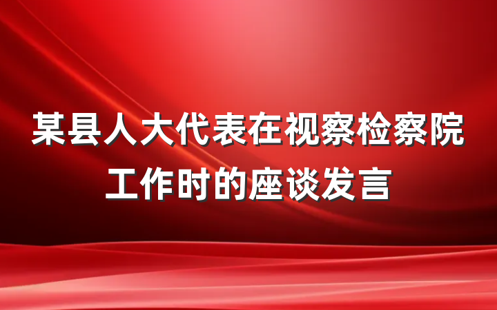 某县人大代表在视察检察院工作时的座谈发言