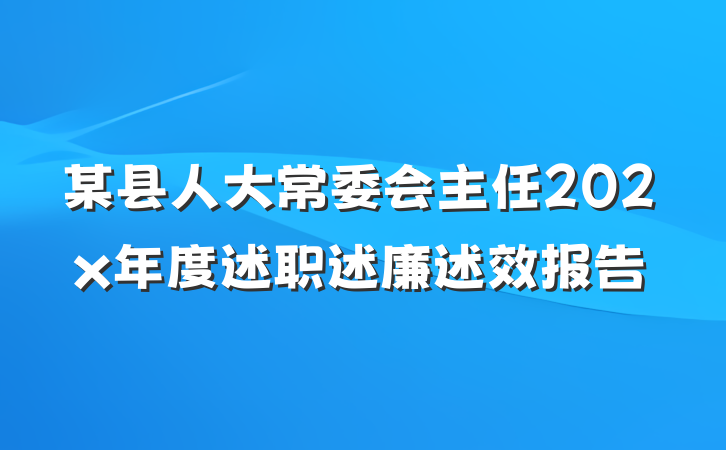 某县人大常委会主任202x年度述职述廉述效报告