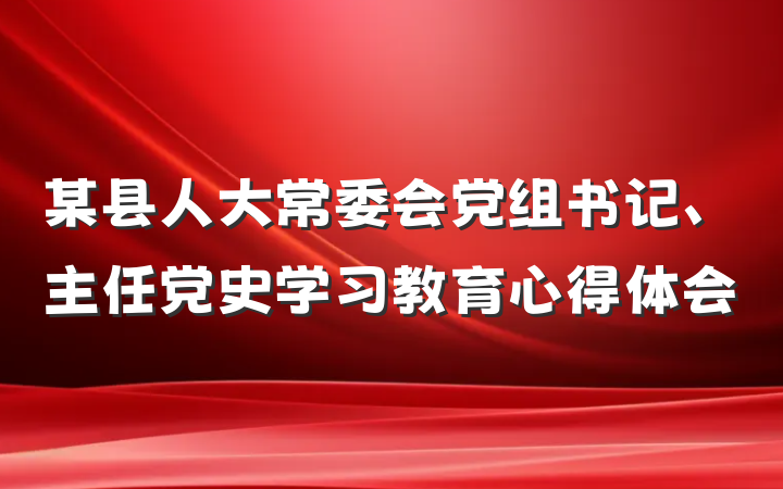 某县人大常委会党组书记、主任党史学习教育心得体会