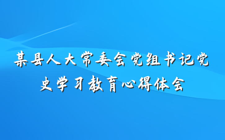 某县人大常委会党组书记党史学习教育心得体会
