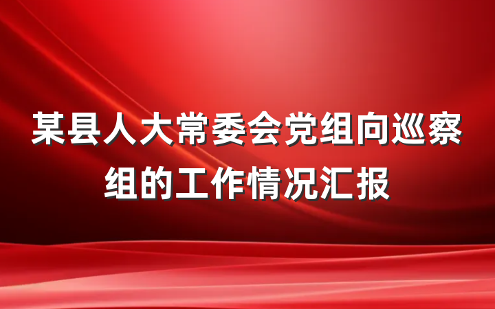 某县人大常委会党组向巡察组的工作情况汇报