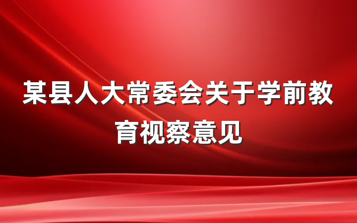 某县人大常委会关于学前教育视察意见
