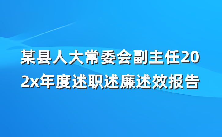 某县人大常委会副主任202x年度述职述廉述效报告