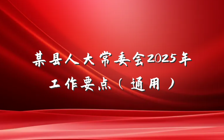 某县人大常委会2025年工作要点(通用)