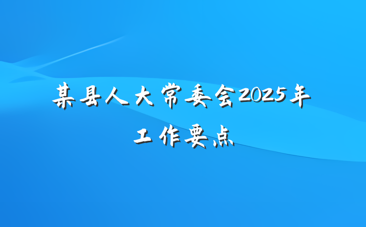 某县人大常委会2025年工作要点