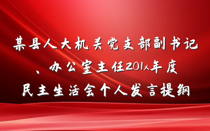 某县人大机关党支部副书记、办公室主任201x年度民主生活会个人发言提纲