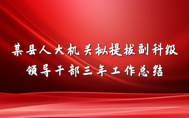某县人大机关拟提拔副科级领导干部三年工作总结