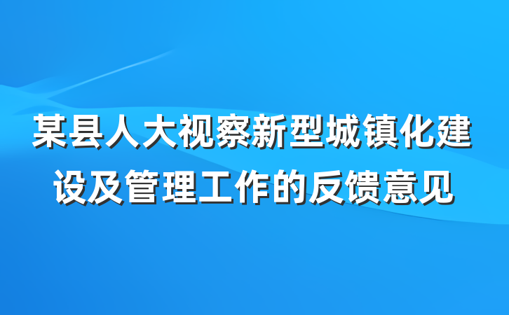 某县人大视察新型城镇化建设及管理工作的反馈意见