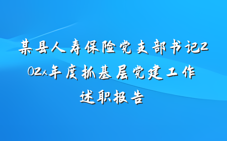 某县人寿保险党支部书记202x年度抓基层党建工作述职报告