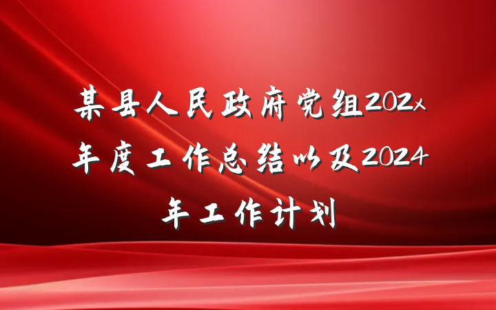 某县人民政府党组202x年度工作总结以及2024年工作计划
