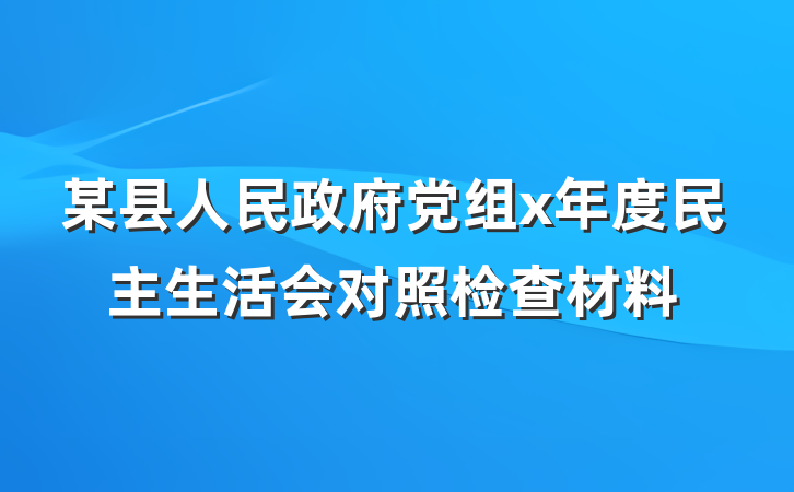 某县人民政府党组x年度民主生活会对照检查材料