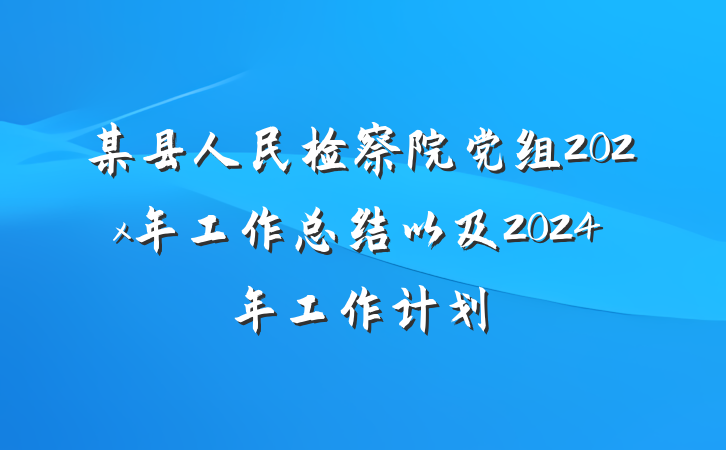 某县人民检察院党组202x年工作总结以及2024年工作计划