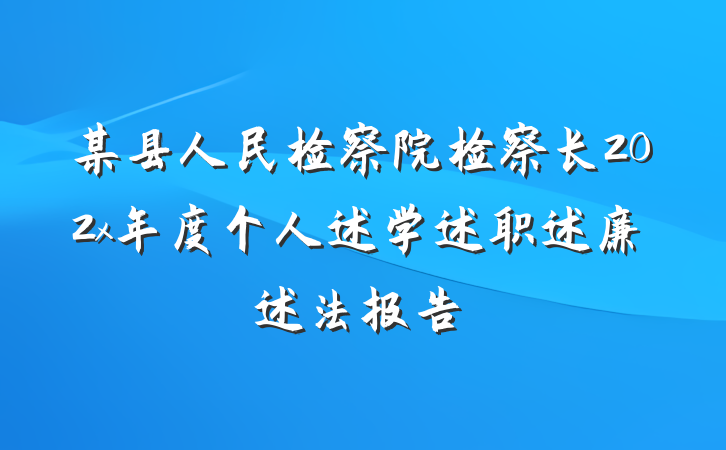 某县人民检察院检察长202x年度个人述学述职述廉述法报告