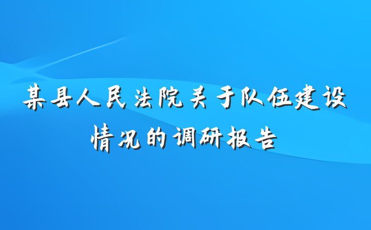 某县人民法院关于队伍建设情况的调研报告