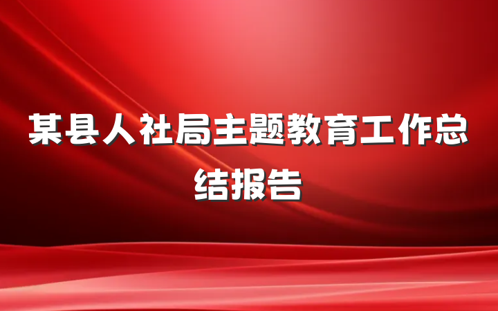 某县人社局主题教育工作总结报告